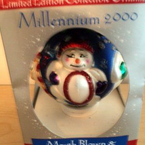 Snowman ornament Millenium 2000 large